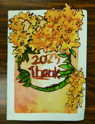 2023廣達創藝DNA長期培育獎學金的學生寫給捐款同仁的感謝卡